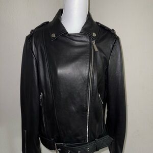 Black Leather Biker Jacket NEW!!!